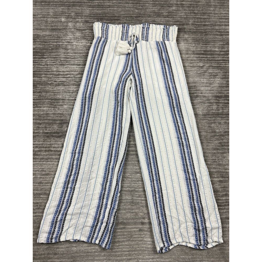 Cato Pants Womens Medium Multicolor Striped Smock Waist Lined Pull On Metallic